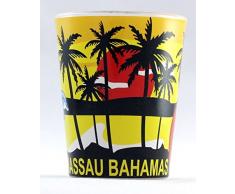 NASSAU Bahamas Palmen Flamingo und Delphine Shot Glas