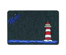 ASTRA 0455015099 Premium Rips-Matte Flocky Color Türmatte, Polypropylen, Leuchtturm - Grau/Anthrazit, 40 x 60 x 0,8 cm