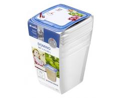 Rotho Domino 4er-Set Vorratsdosen , Kunststoff (BPA-frei), weiss mit beschreibbarem Deckel, 4 x 0.22 Liter (8 x8 x 7,5 cm)