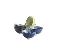 Mäser 931217 Serie Alicante, Schüssel teilig, Porzellan Schalen Set in Grün, Schwarz, Blau, Müslischalen für 6 Personen