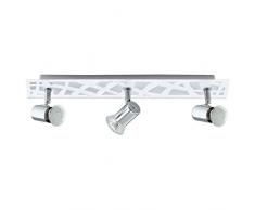 EGLO DAVEN 1 Spot, Stahl, Deckenleuchte 3-flammig, GU10, 5 W, chrom, satiniert