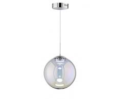 Wofi Pendelleuchte Grace mit fluoreszierenden Kugeln, 8,5W, 750 lm, Warmweiß mit 3000 Kelvin, Chrom, 3-Stufen dimmbar über Wandschalter