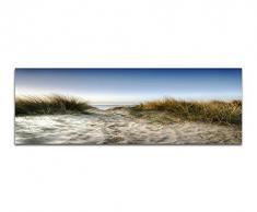 Panoramabild auf Leinwand und Keilrahmen 150x50cm SanddÃ¼ne GrÃ¤ser Meerblick Himmel