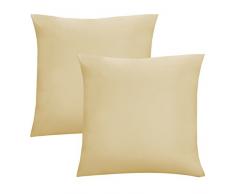 biberna 0077144 Feinjersey Bettwäsche Kopfkissenbezug (Baumwolle) 2x 80x80 cm, gelb