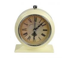 GMMH Tischuhr Nostalgie Antik Vintage Retro Metall Standuhr Dekowecker Uhr in Wecker Design (Creme 54-11a)