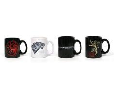 Game of Thrones Espresso- Tassenset 4 Espressotassen aus Keramik: Targaryen, Stark, Logo, Lannister.