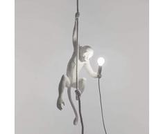 Seletti Pendelleuchte, Lampe, Hängelampe-Monkey, AFFE-LED, Harz, Weiß, 37 x 37 x 76,5 cm