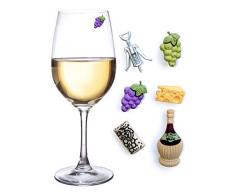 6 Stück Magnetische Weinglas Charms – Alle Weinglas verzierungen „Wein-gethemt“ – Tolles Geschenk für Weinliebhaber – Auch Stiellose Weingläser