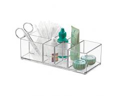 iDesign Medikamentenbox für Bad und Medizinschrank, kleine Medizinbox aus Kunststoff, übersichtliche Medikamenten Aufbewahrung mit 7 Fächern, durchsichtig