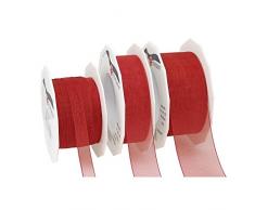 Präsent - FOUR SEASONS Organzaband - rot - 25-m-Rolle 10 mm