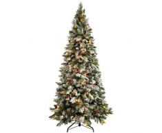 WeRChristmas Weihnachtsbaum aus Fichte, schneebeflockt, schmal, mit Beleuchtung, weiß, 6 ft/1.8m