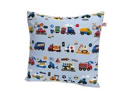 TryPinky TR-2014-6 Kissenhülle Autos, 40 x 40 cm, hellblau, Baumwolle, Blau, 40 cm x 40 cm