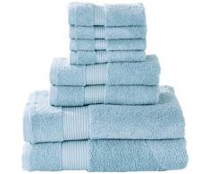 Manor Ridge Türkische Baumwolle, 700 g/m², 8-teiliges Set, superweich, schwer und saugfähig, 2 Baden, 2 Handtücher und 4 Waschlappen, Blau blau