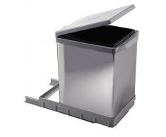 ELLETIPI Tower pai609/1 ausziehbarer Abfalleimer Automatische für Base, Kunststoff und Stahl, Grau, 25 x 41 x 39.5 cm