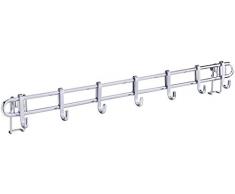 Wenko 54828100 Hakenleiste Style mit 7x Haken-Wandleiste, Küchen-Reling, verchromtes MetalLiter 60 x 6,5 x 3 cm, silber glänzend