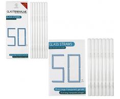 Close Up Glas Strohhalme MEGA Pack - 15 cm und 20 cm im 100er-Set, 100 Stück gerade Trinkhalme, wiederverwendbar, langlebig, umweltschonend, BPA frei & spülmaschinengeeignet