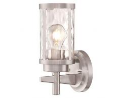 63683 Einflammige Wandleuchte Branston von Westinghouse Lighting für Innenbereiche, Ausführung in gebürstetem Nickel mit klarem Wasserglas