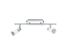 Eglo LED Wand Deckenleuchte Modell Eridan / 2-flammig / aus Stahl in chrom und weiß glänzend / HV 2 x GU10 LED 3W 360 lm / inklusiv Leuchtmittel / 39 x 7 cm 90833
