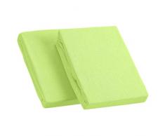 Kinzler C-10048/27 Mikrofaser Frottee Spannbetttuch Uni, 2x 90-100x190-200 cm, grün