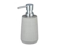 WENKO Seifenspender Ohrid Silber-grau - Flüssigseifen-Spender, Spülmittel-Spender Fassungsvermögen: 0,27 l, 10 x 16,5 x 7 cm