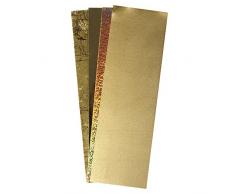 Rayher 31437000 Verzierwachs, Gold-Töne, Set 4 Verzierwachsplatten, je 20 x 6,5 cm, Wachs zum Kerzen verzieren, Kerzenwachs, Wachsfolie