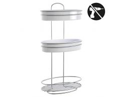 Metaltex Orbit Regal 3-Etg. mit 2 Kleinteile Ablagen, Metall, Chrom/weiß, 13 x 26 x 53 cm