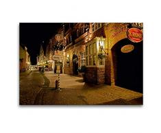 Premium Textil-Leinwand 120 x 80 cm Quer-Format Die Heiligengeiststrasse in Lüneburg | Wandbild, HD-Bild auf Keilrahmen, Fertigbild auf hochwertigem Vlies, Leinwanddruck von Akrema-Photography