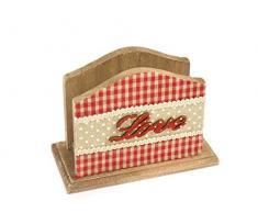 H+H Herz rot Serviettenhalter aus Holz, Holz, Rot, 12 x 9 x 16 cm