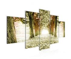 Bilder Wald Landschaft Wandbild Vlies - Leinwand Bild XXL Format Wandbilder Wohnzimmer Wohnung Deko Kunstdrucke Grün 5 Teilig - MADE IN GERMANY - Fertig zum Aufhängen 605653c