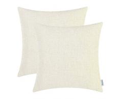 CaliTime Kissenhülle Kissenbezüge 2er Pack 55cm x 55cm Creme Solid Dyed Soft Chenille Wurfkissenbezüge