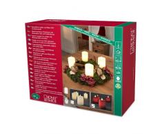 Konstsmide 1986-550 LED Dekoration rote Echtwachskerze mit Fernbedienung / für Innen (IP20) / 4er Set / Batteriebetrieben: 8xAA 1.5V (exkl.) /einzeln Schaltbar / 8 warm weiße flackernde Dioden