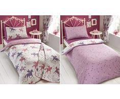 Kids Club – Divine Einhörner Bettbezug-Sets oder Vorhänge oder Tagesdecke, rose, Doppelbett