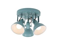 Briloner Leuchten Deckenleuchte, Deckenlampe mit 3 dreh-und schwenkbaren Spots im retro / vintage Design, Fassung: E14 max. 40 Watt, Metall, Maße: 21x15.6 cm, Farbe: mint weiß