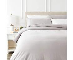AmazonBasics - Bettwäsche-Set, Fein-Biber, 200 x 200 cm, Weiß