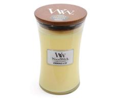 Große WoodWick Duftkerze im Sanduhrglas mit knisterndem Docht, Lemongrass & Lily, bis zu 130 Stunden Brenndauer
