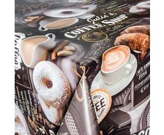 ANRO Wachstuchtischdecke Wachstuch Wachstischdecke Tischdecke abwaschbar Kaffee SÃ¼Ãigkeiten Donuts 200 x 140cm, Dunkelgrau,