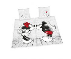 Herding DISNEY MICKEY & MINNIE Partnerbettwäsche-Set, Wendemotiv, 2 x Bettbezug 135 x 200 cm, 2 x Kopfkissenbezug 80 x 80 cm, Baumwolle/Renforcé