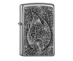 Zippo Flame Leaf-Street Chrome Feuerzeug, Silber, One Size
