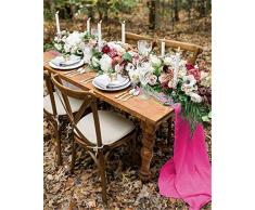 SoarDream Baby Pink Chiffon Tischläufer 68,6 x 304,8 cm Romantischer Chiffon Tischläufer Hochzeit Party Tischdekoration 5 Pieces rosarot