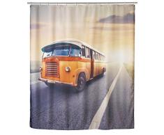 WENKO 21584100 Anti-Schimmel Duschvorhang Vintage Bus - waschbar, 100 % Polyester, Mehrfarbig