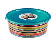 Curver Frischhaltedose Deco Chef Streifen-Motiv 1.2L rund, Plastik, bunt, 17.8 x 17.8 x 7 cm