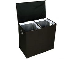 AmazonBasics - Wäsche-Sammler mit magnetischem Deckel, zusammenklappbar - Schwarz