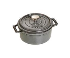 Staub 1101218 Mini Cocotte, rund mit Deckel 10 cm, 0,25 L, induktionsgeeignet, mit mattschwarzer Emaillierung im Inneren des Topfes, graphitgrau