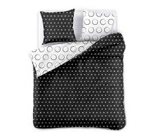 DecoKing Premium Bettwäsche 200x200 cm mit 2 Kissenbezügen 50x75 weiß schwarz Microfaser geometrisches Muster Hypnosis Dark Night