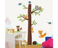 Walplus Wand Sticker Fuchs Baum Höhe Maßnahme Abnehmbare Selbstklebend Wandkunst Aufkleber Vinyl Heim Dekoration DIY Wohnzimmer Schlafzimmer Büro Dekor Tapete Kinderzimmer Geschenk, Mehrfarbig