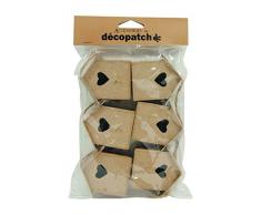Décopatch EV005O Packung mit 6 Schachteln in Hausform (aus Pappmaché zum Verzieren und Personalisieren, einfach zum Aufhängen, ideal für Weihnachtsbaum, 4 x 6 x 7 cm) 1 Pack kartonbraun
