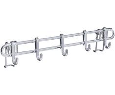 Wenko 54827100 Hakenleiste Style mit 5x Haken-Wandleiste, Küchen-Reling, verchromtes MetalLiter 40 x 6,5 x 3 cm, silber glänzend