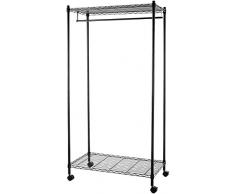 AmazonBasics - Kleiderständer mit oberen und unteren Fächern - Schwarz