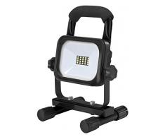 UNITEC LED Strahler mit Akku 10 Watt, 800 Lumen, Inkl. Netzteil, wiederaufladbar, Baustrahler, 6500 Kelvin, Schwarz, IP54, Sicherheitsglas, Lithium-Ionen-Akku, Energieeffizienzklasse A+