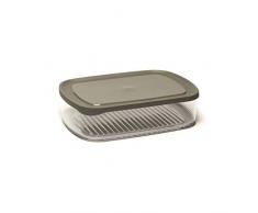 Amuse, 23 x 16 x 6 cm Käse-Frischhaltedose, rechteckig, auch zur Aufbewahrung von Aufschnitt, Kühlschrank Organizer, Vorratsdose mit grauem Deckel, Kunststoff, 23,2 x 16,4 x 5,9 cm